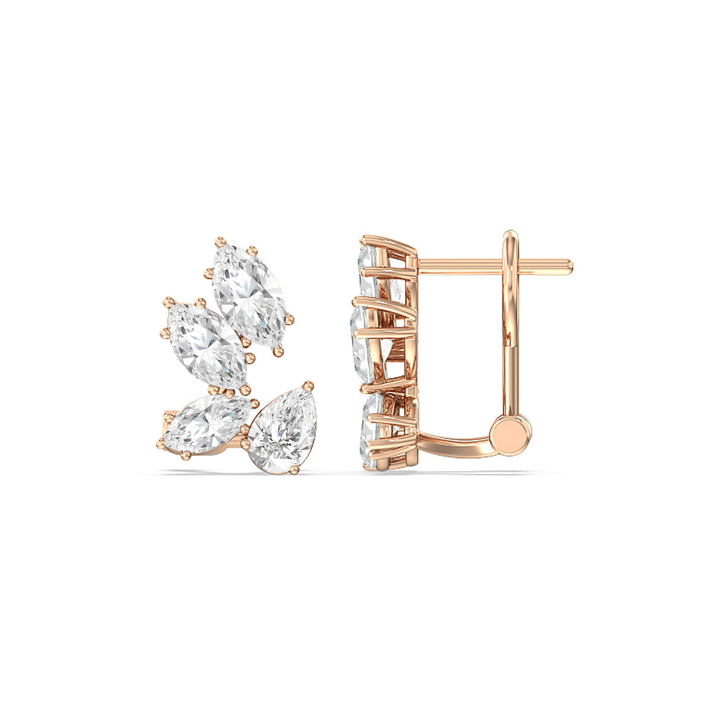 Mosaic Contour Earrings with 14KT Rose Gold / Lab / 3 1/6 Cut Diamond in 14KT Rose Gold / Lab / 3 1/6 view 2
