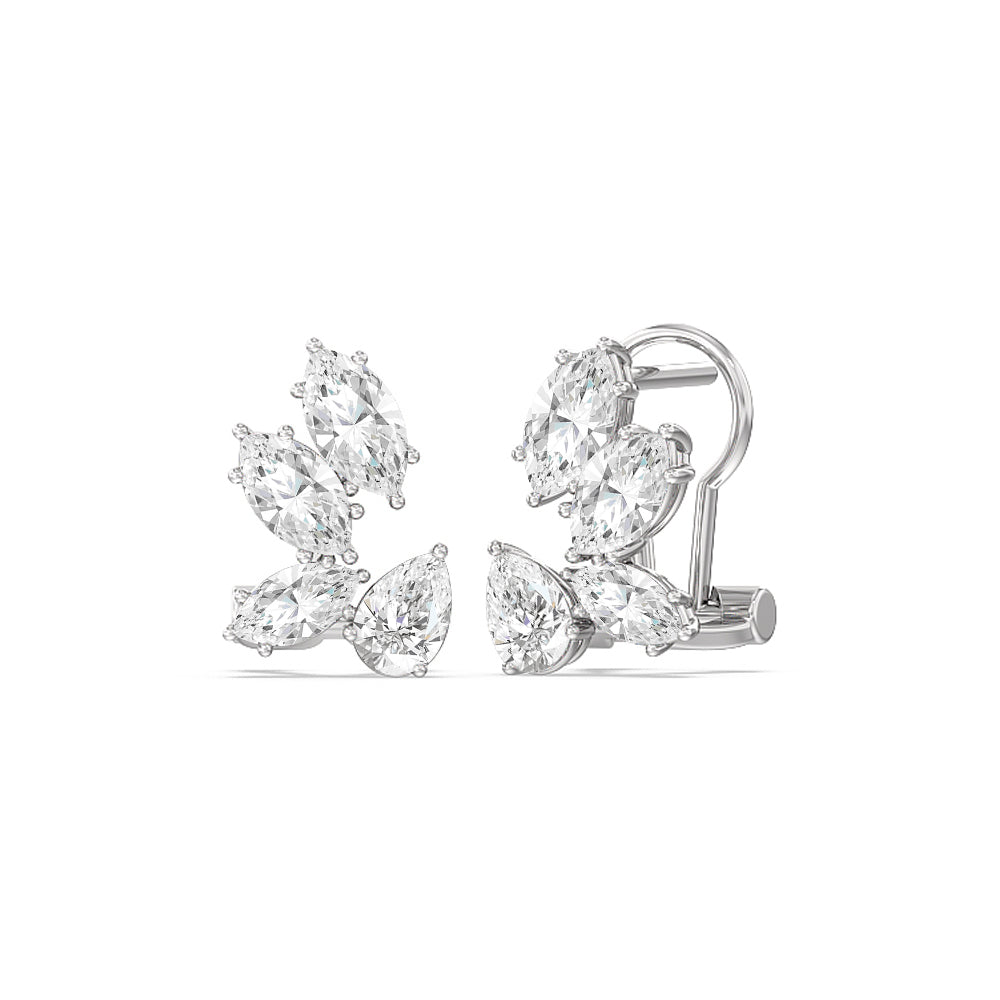 Mosaic Contour Earrings with 14KT White Gold / Lab / 3 1/6 Cut Diamond in 14KT White Gold / Lab / 3 1/6 view 1
