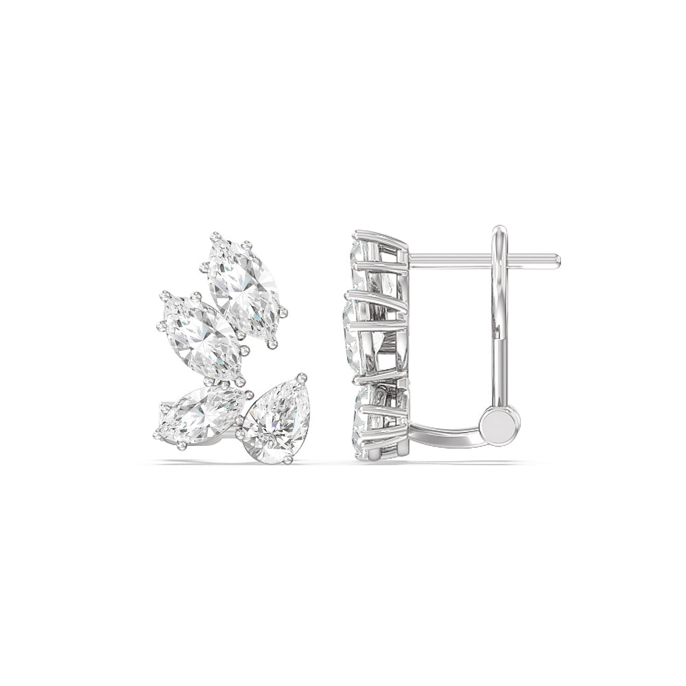 Mosaic Contour Earrings with 14KT White Gold / Lab / 3 1/6 Cut Diamond in 14KT White Gold / Lab / 3 1/6 view 2
