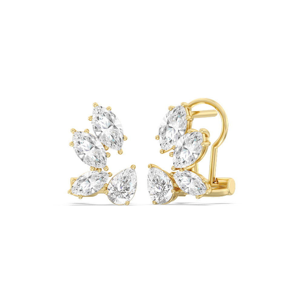 Mosaic Contour Earrings with 14KT Yellow Gold / Lab / 3 1/6 Cut Diamond in 14KT Yellow Gold / Lab / 3 1/6 view 1
