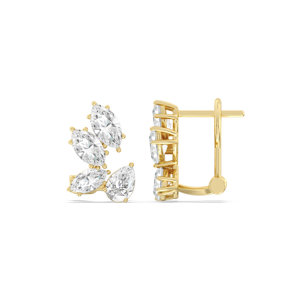 Mosaic Contour Earrings with 14KT Yellow Gold / Lab / 3 1/6 Cut Diamond in 14KT Yellow Gold / Lab / 3 1/6 view 2
