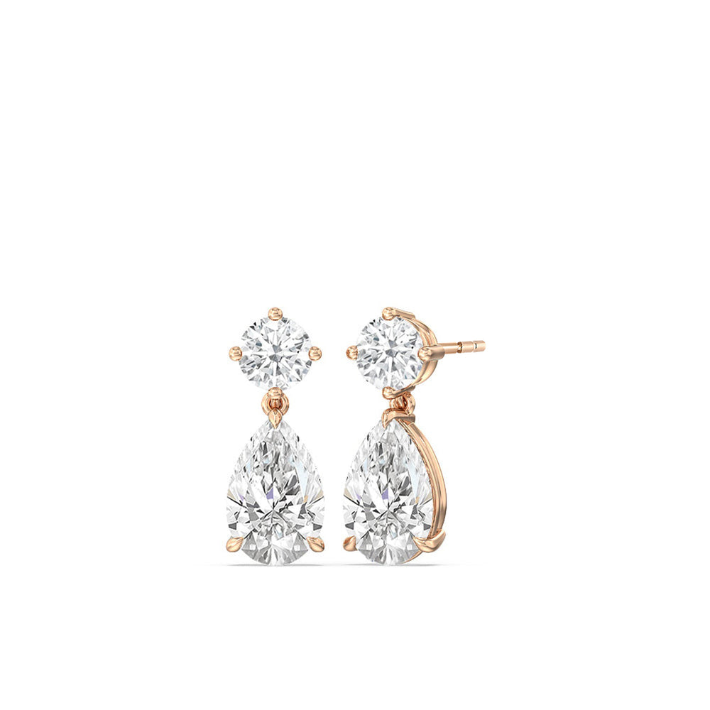 Elegance Pear Drop Earrings with 14KT Rose Gold / Lab / 5 1/2 Cut Diamond in 14KT Rose Gold / Lab / 5 1/2 view 1
