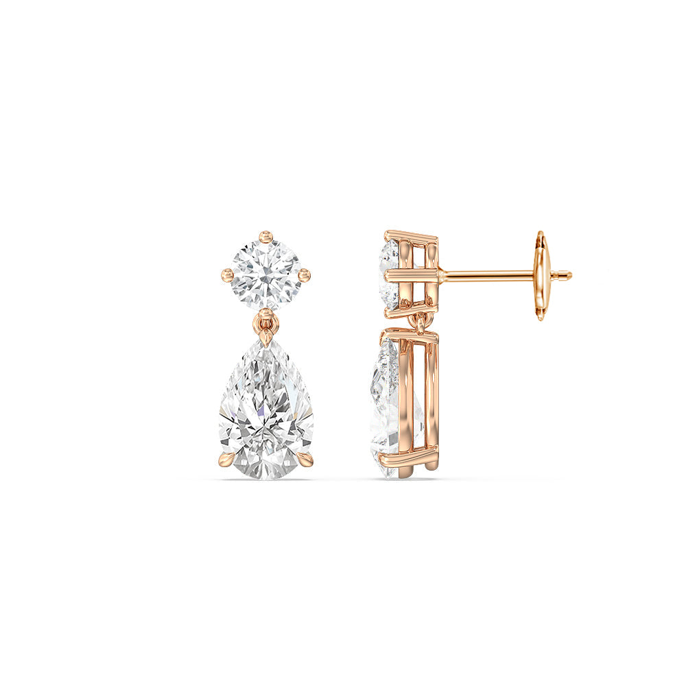 Elegance Pear Drop Earrings with 14KT Rose Gold / Lab / 5 1/2 Cut Diamond in 14KT Rose Gold / Lab / 5 1/2 view 2
