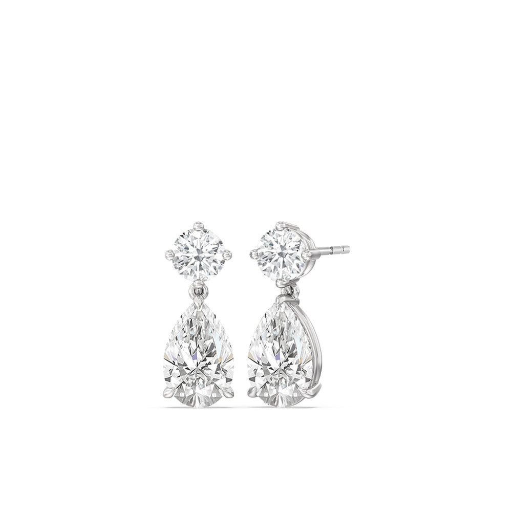 Elegance Pear Drop Earrings with 14KT White Gold / Lab / 5 1/2 Cut Diamond in 14KT White Gold / Lab / 5 1/2 view 1
