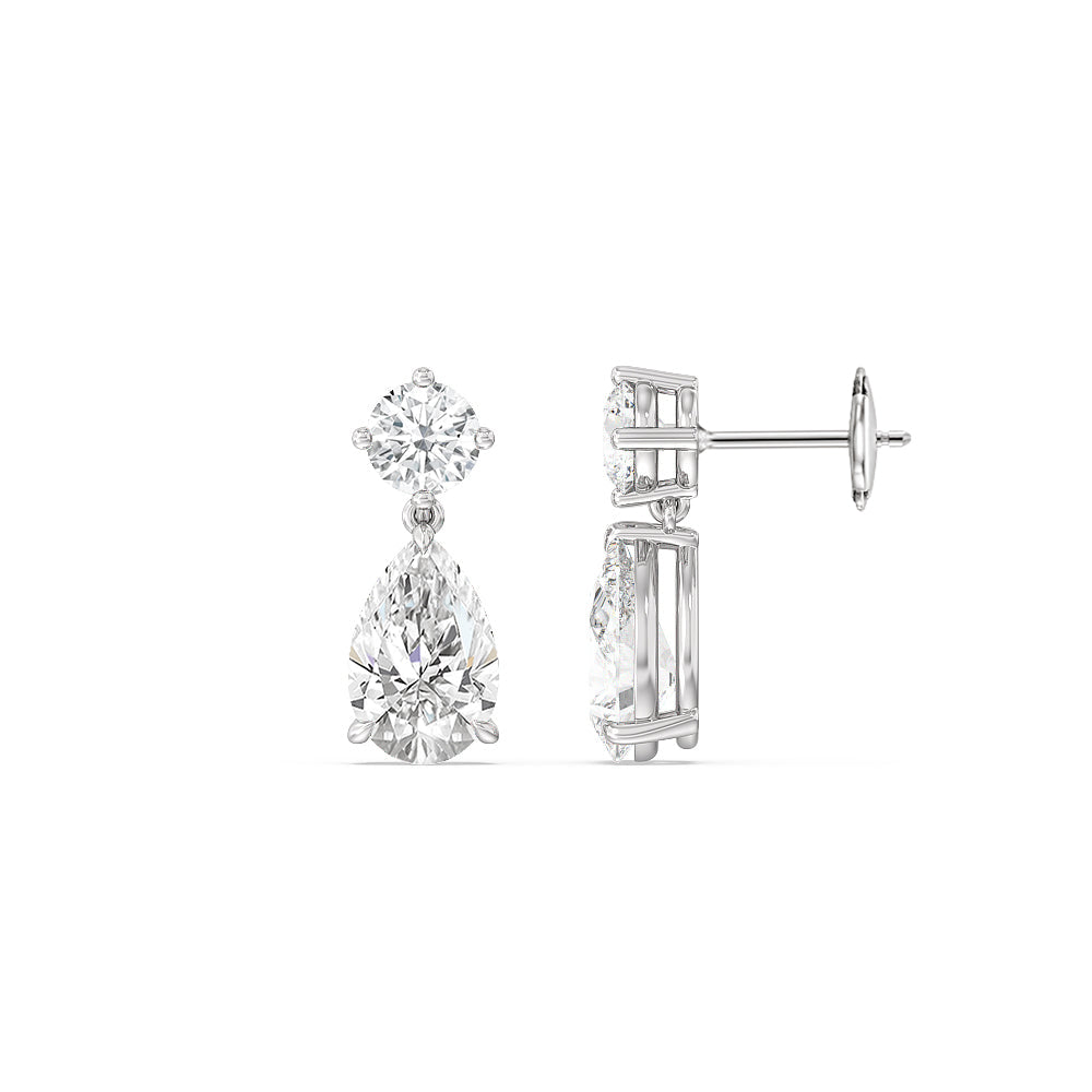 Elegance Pear Drop Earrings with 14KT White Gold / Lab / 5 1/2 Cut Diamond in 14KT White Gold / Lab / 5 1/2 view 2
