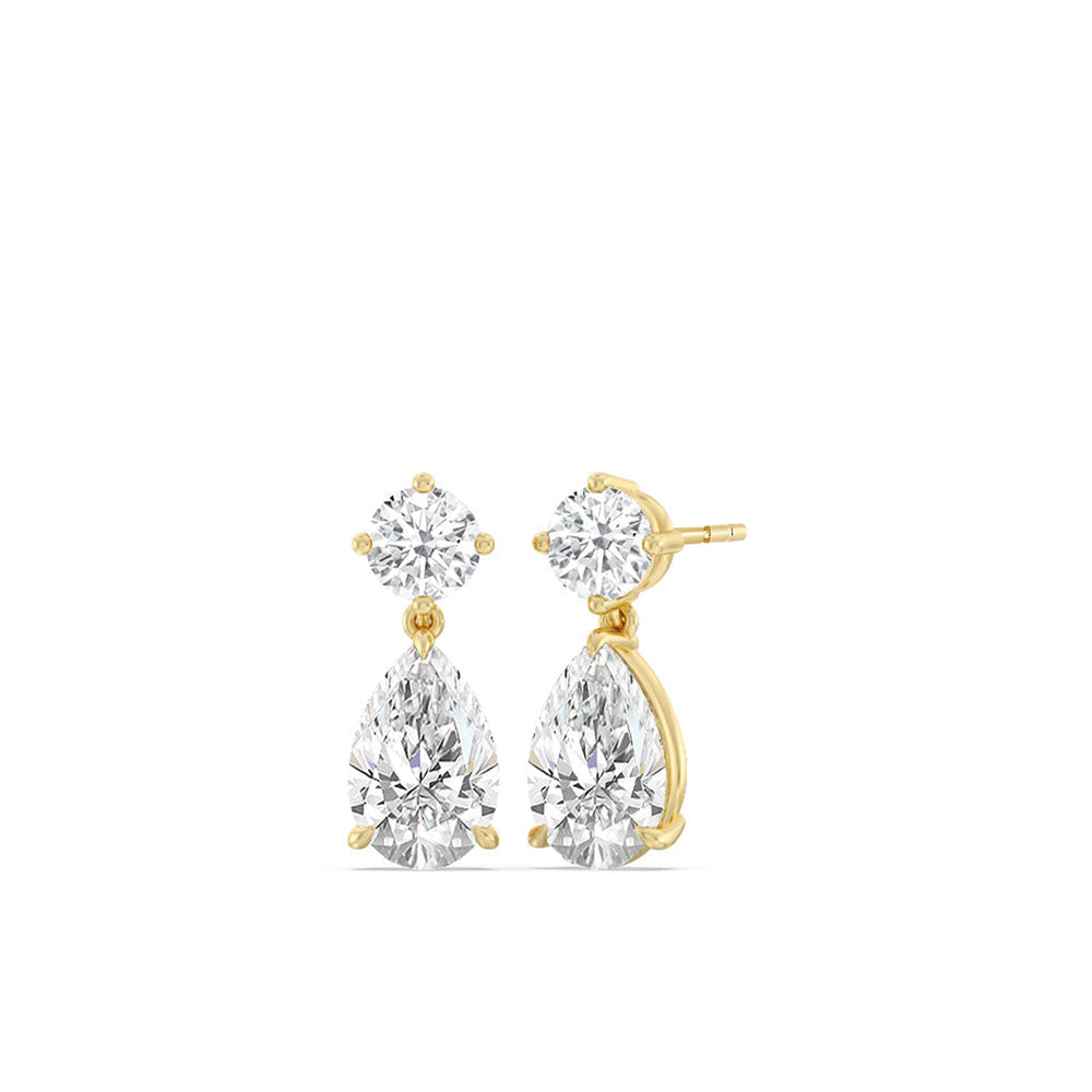 Elegance Pear Drop Earrings with 14KT Yellow Gold / Lab / 5 1/2 Cut Diamond in 14KT Yellow Gold / Lab / 5 1/2 view 1
