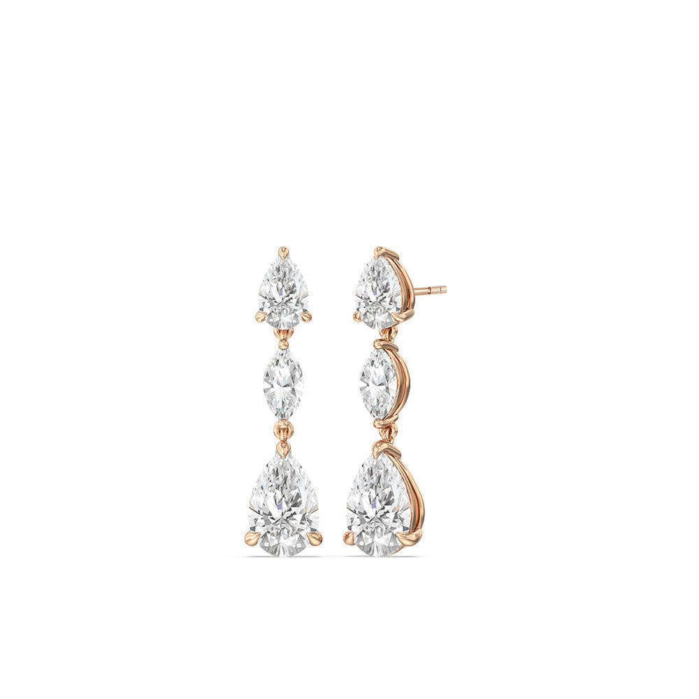 Elegance Pear Marquise Drop Earrings with 14KT Rose Gold / Lab / 6 1/2 Cut Diamond in 14KT Rose Gold / Lab / 6 1/2 view 1
