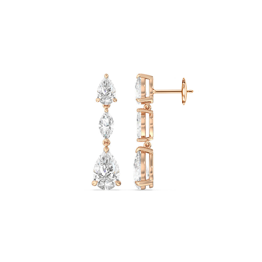 Elegance Pear Marquise Drop Earrings with 14KT Rose Gold / Lab / 6 1/2 Cut Diamond in 14KT Rose Gold / Lab / 6 1/2 view 2
