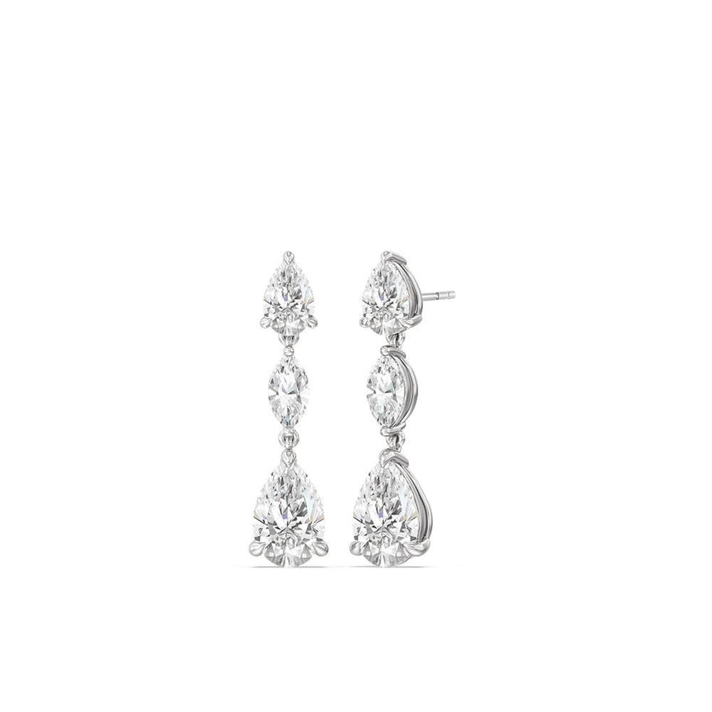 Elegance Pear Marquise Drop Earrings with 14KT White Gold / Lab / 6 1/2 Cut Diamond in 14KT White Gold / Lab / 6 1/2 view 1
