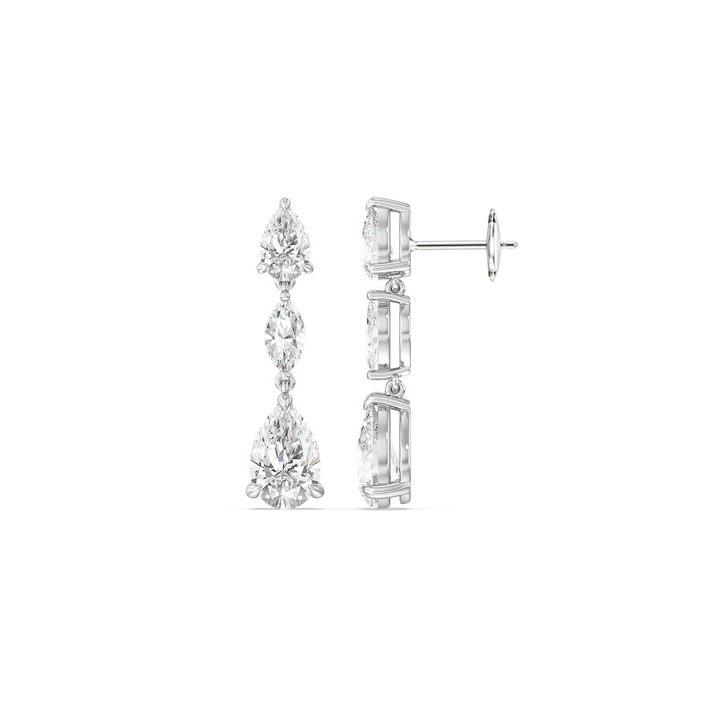 Elegance Pear Marquise Drop Earrings with 14KT White Gold / Lab / 6 1/2 Cut Diamond in 14KT White Gold / Lab / 6 1/2 view 2
