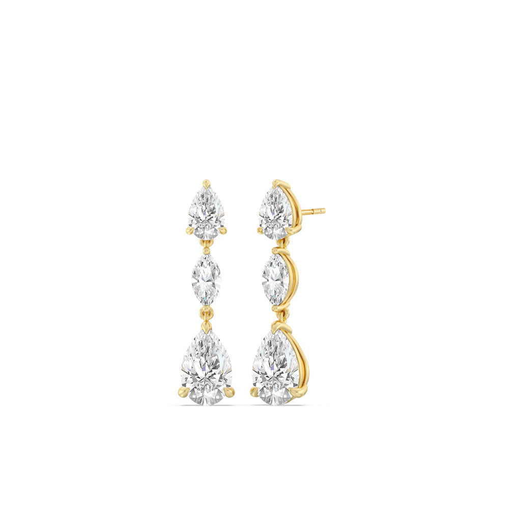 Elegance Pear Marquise Drop Earrings with 14KT Yellow Gold / Lab / 6 1/2 Cut Diamond in 14KT Yellow Gold / Lab / 6 1/2 view 1
