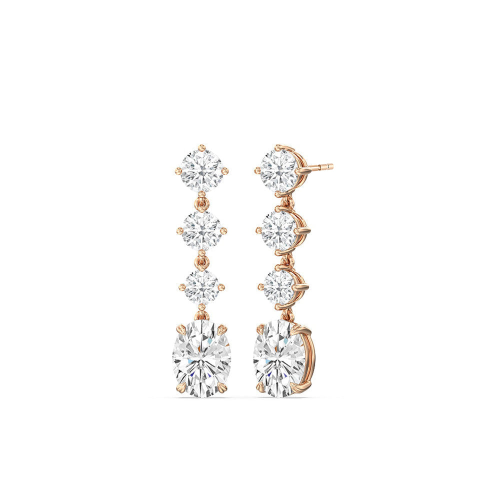 Elegance Oval Dangler Earrings with 14KT Rose Gold / Lab / 8 1/2 Cut Diamond in 14KT Rose Gold / Lab / 8 1/2 view 1
