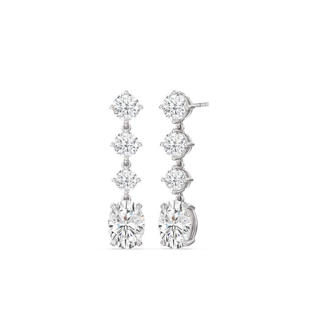 Elegance Oval Dangler Earrings with 14KT White Gold / Lab / 8 1/2 Cut Diamond in 14KT White Gold / Lab / 8 1/2 view 1
