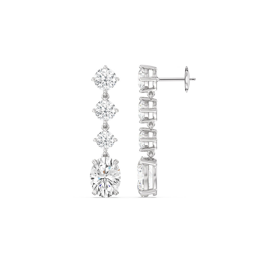 Elegance Oval Dangler Earrings with 14KT White Gold / Lab / 8 1/2 Cut Diamond in 14KT White Gold / Lab / 8 1/2 view 2

