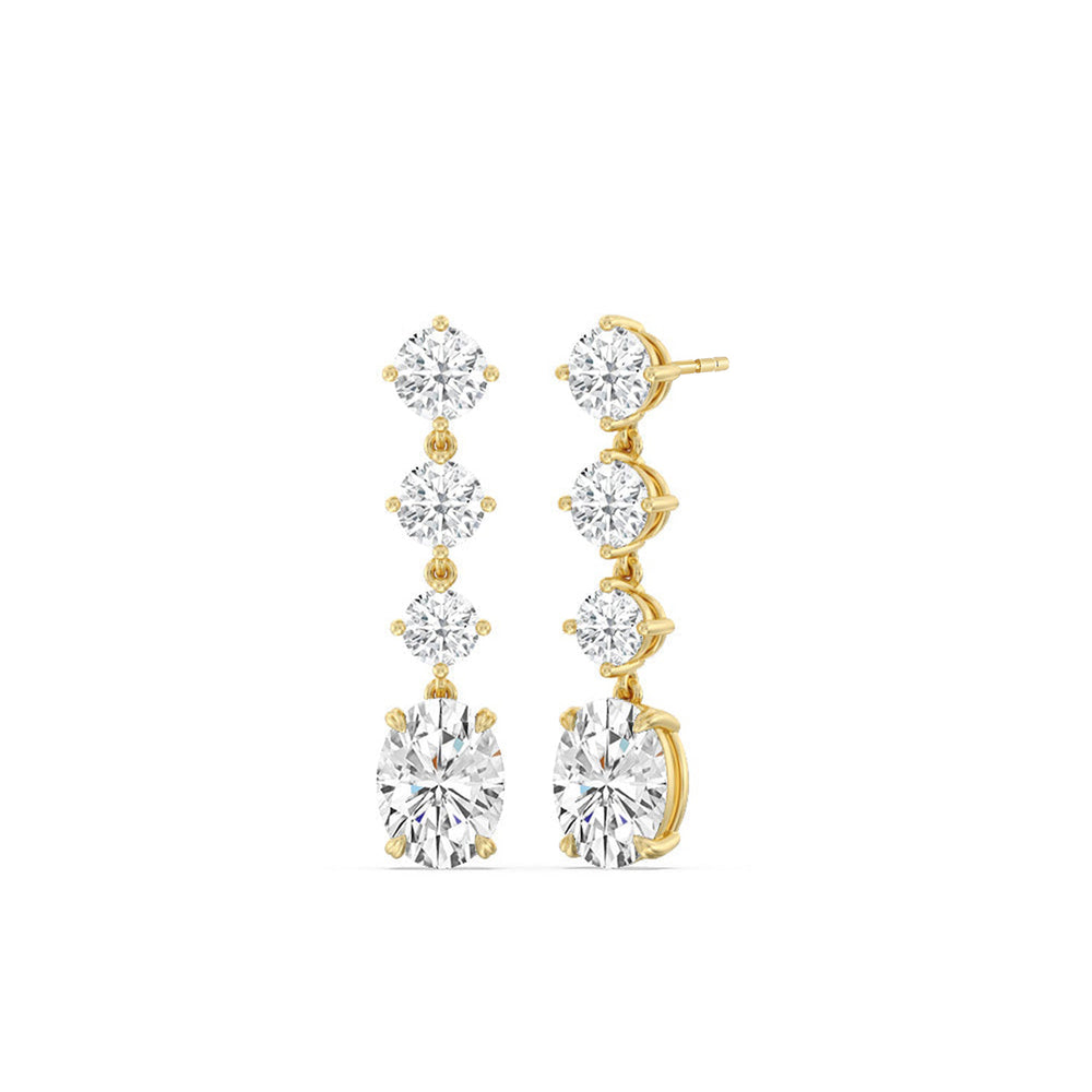 Elegance Oval Dangler Earrings with 14KT Yellow Gold / Lab / 8 1/2 Cut Diamond in 14KT Yellow Gold / Lab / 8 1/2 view 1

