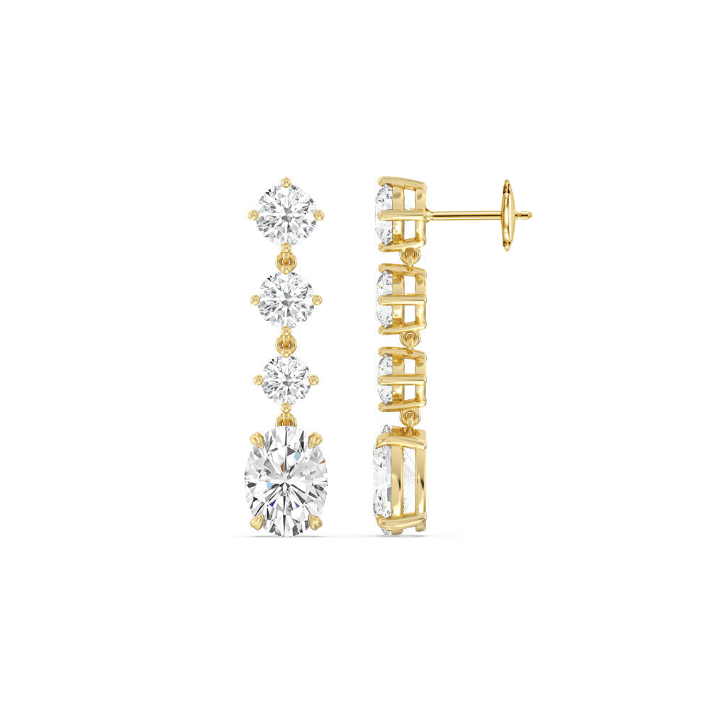 Elegance Oval Dangler Earrings with 14KT Yellow Gold / Lab / 8 1/2 Cut Diamond in 14KT Yellow Gold / Lab / 8 1/2 view 2
