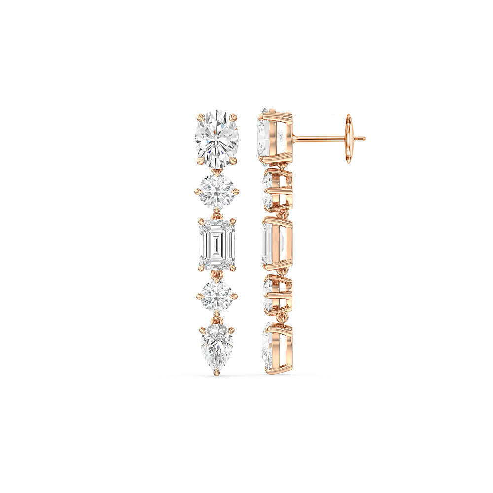 Elegance Fancy Shape Dangler Earrings with 14KT Rose Gold / Lab / 11 Cut Diamond in 14KT Rose Gold / Lab / 11 view 2
