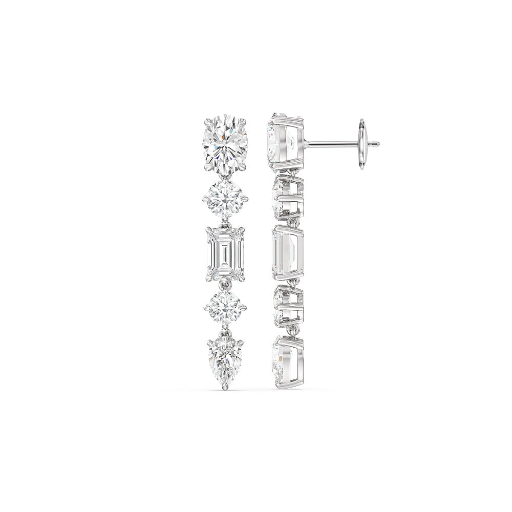 Elegance Fancy Shape Dangler Earrings with 14KT White Gold / Lab / 11 Cut Diamond in 14KT White Gold / Lab / 11 view 2
