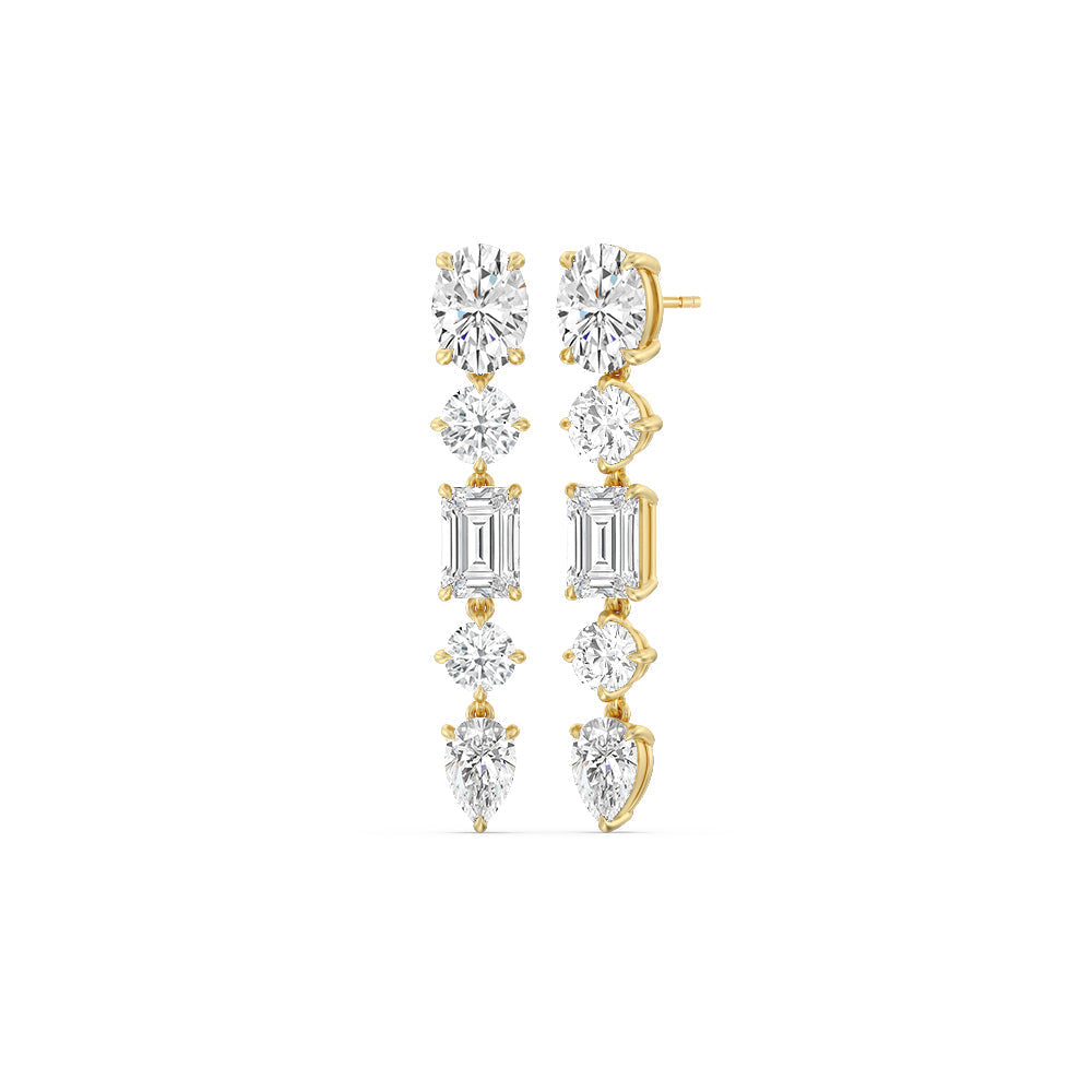 Elegance Fancy Shape Dangler Earrings with 14KT Yellow Gold / Lab / 11 Cut Diamond in 14KT Yellow Gold / Lab / 11 view 1
