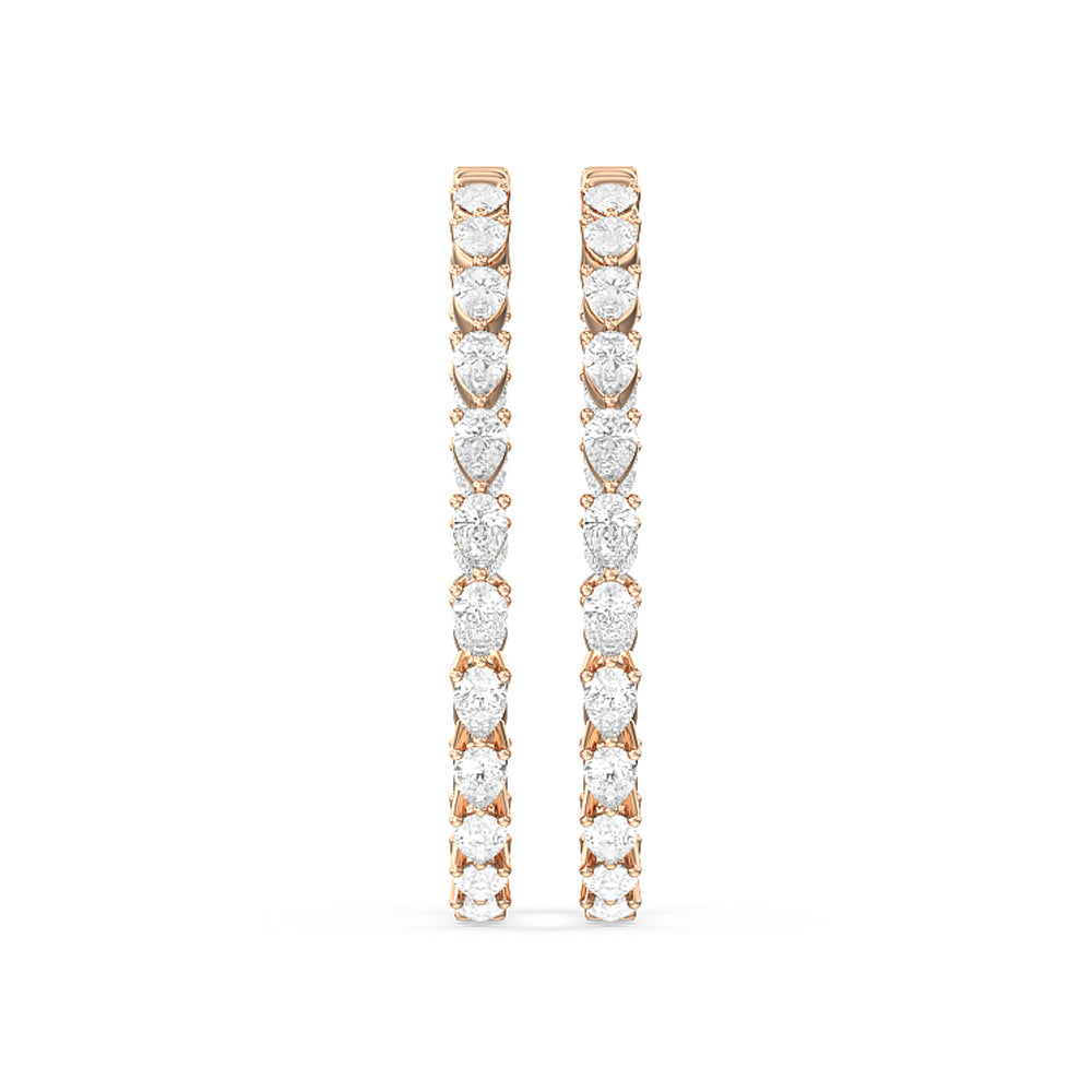 Pear Diamond Inside-Out Large Hoop Earrings with 14KT Rose Gold / Lab / 7 Cut Diamond in 14KT Rose Gold / Lab / 7 view 3
