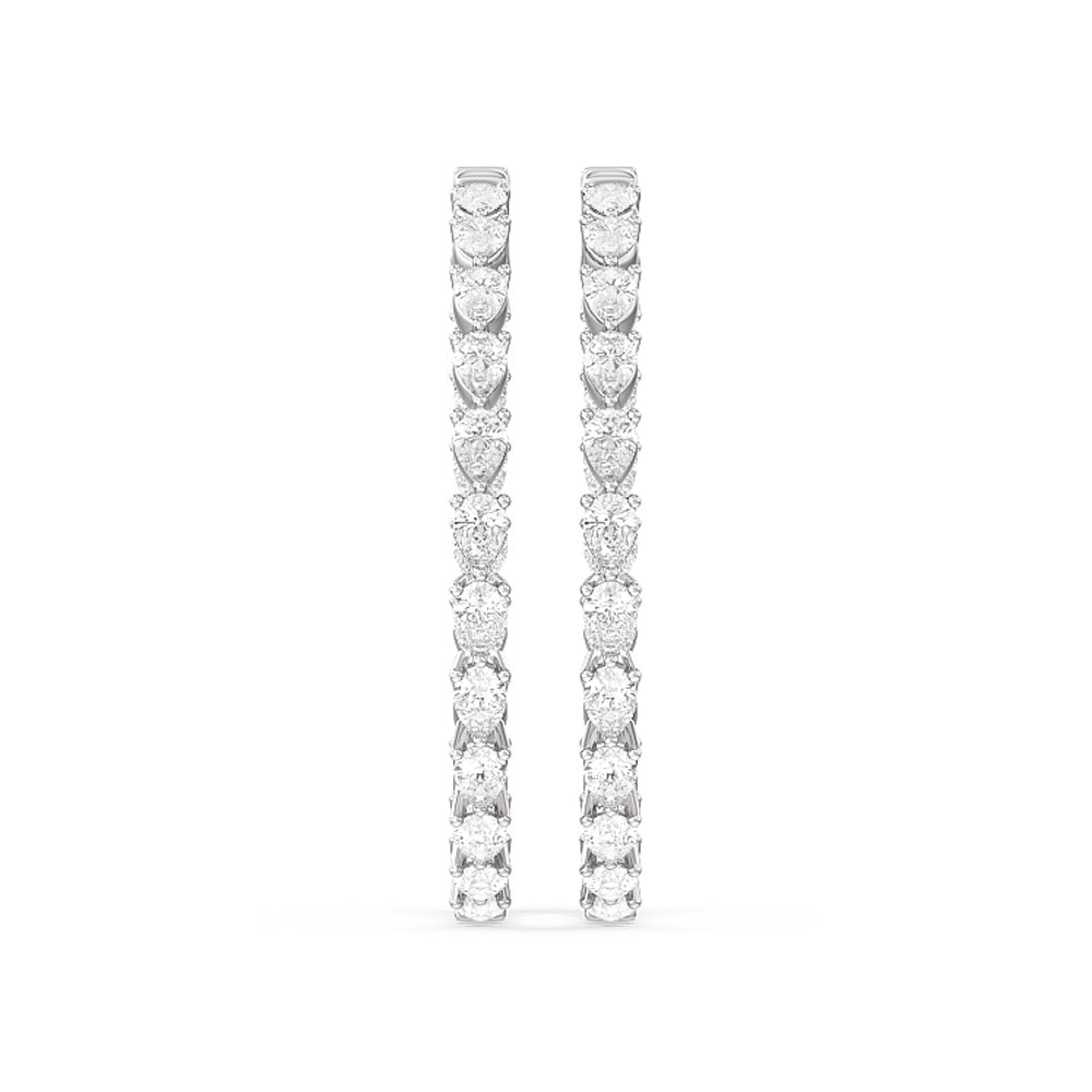 Pear Diamond Inside-Out Large Hoop Earrings with 14KT White Gold / Lab / 7 Cut Diamond in 14KT White Gold / Lab / 7 view 3

