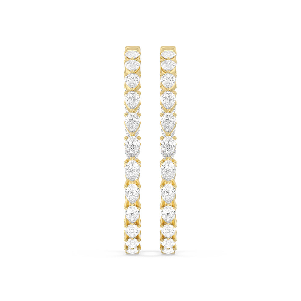 Pear Diamond Inside-Out Large Hoop Earrings with 14KT Yellow Gold / Lab / 7 Cut Diamond in 14KT Yellow Gold / Lab / 7 view 3
