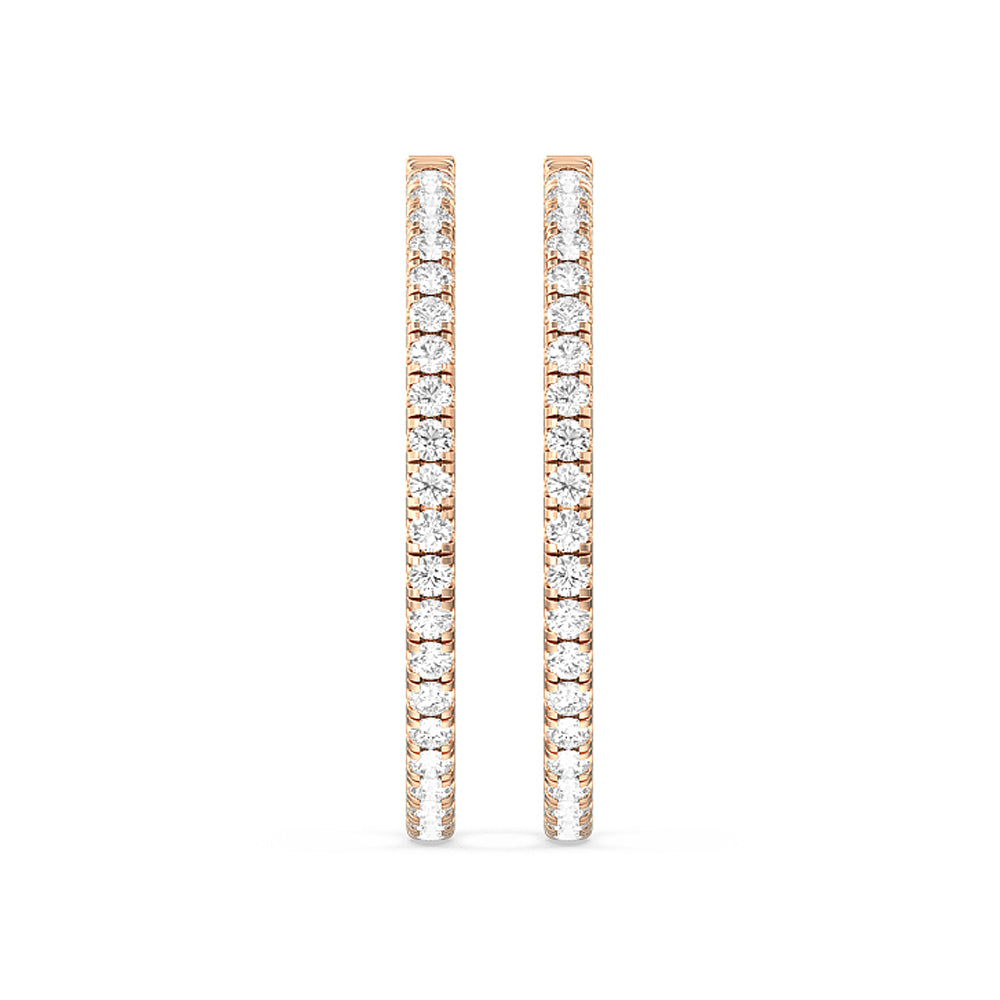 Round Diamond Inside-Out Large Hoop Earrings with 14KT Rose Gold / Lab / 7 1/2 Cut Diamond in 14KT Rose Gold / Lab / 7 1/2 view 3
