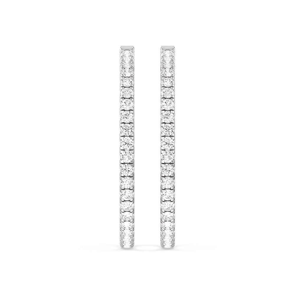 Round Diamond Inside-Out Large Hoop Earrings with 14KT White Gold / Lab / 7 1/2 Cut Diamond in 14KT White Gold / Lab / 7 1/2 view 3

