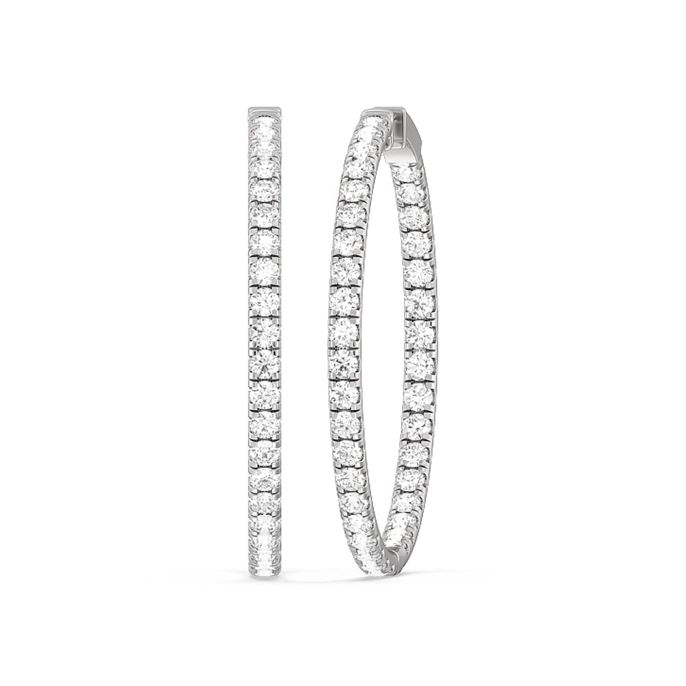 Round Diamond Inside-Out Large Hoop Earrings with 14KT White Gold / Lab / 7 1/2 Cut Diamond in 14KT White Gold / Lab / 7 1/2 view 1
