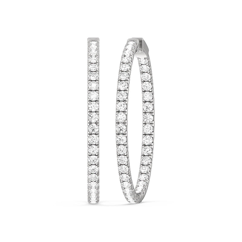 Round Diamond Inside-Out Large Hoop Earrings
