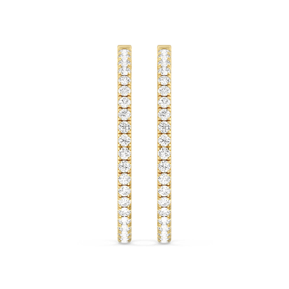 Round Diamond Inside-Out Large Hoop Earrings with 14KT Yellow Gold / Lab / 7 1/2 Cut Diamond in 14KT Yellow Gold / Lab / 7 1/2 view 3
