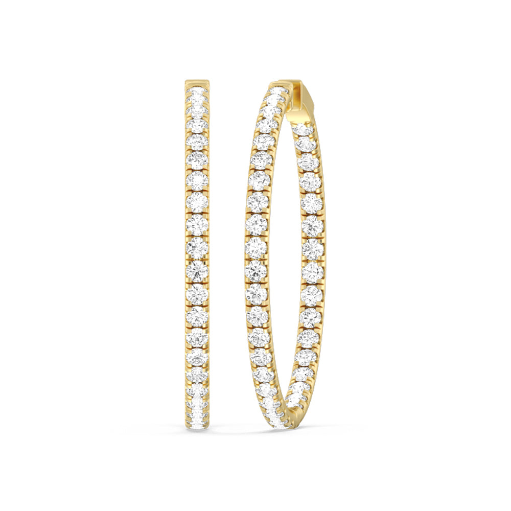 Round Diamond Inside-Out Large Hoop Earrings with 14KT Yellow Gold / Lab / 7 1/2 Cut Diamond in 14KT Yellow Gold / Lab / 7 1/2 view 1
