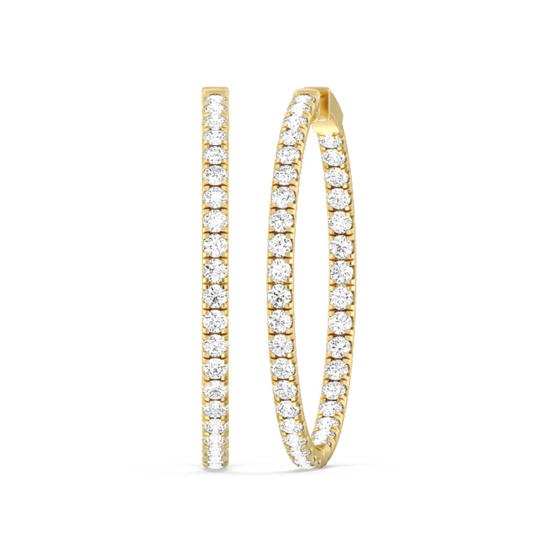 Round Diamond Inside-Out Large Hoop Earrings
