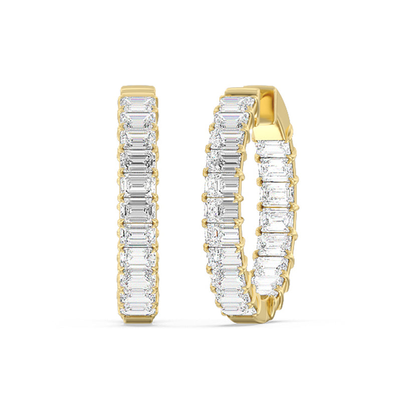 Inside-Out Emerald Shape Hoop Earrings