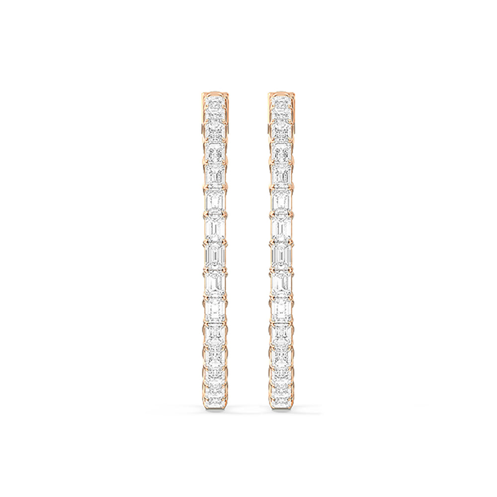 Inside-Out Emerald Shape Large Hoop Earrings with 14KT Rose Gold / Lab / 4 1/3 Cut Diamond in 14KT Rose Gold / Lab / 4 1/3 view 5
