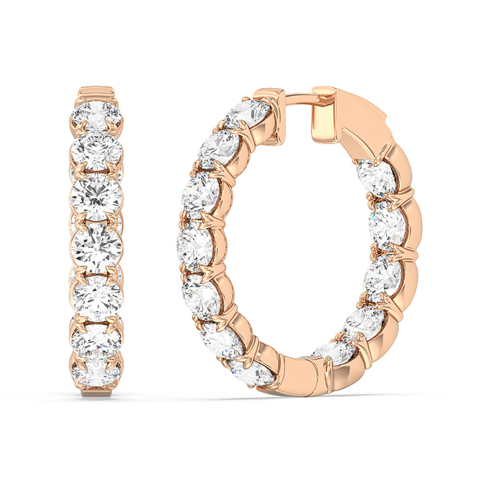 Inside-Out Round Shape Hoop Earrings with 14KT Rose Gold / Lab / 7 5/8 Cut Diamond in 14KT Rose Gold / Lab / 7 5/8 view 1
