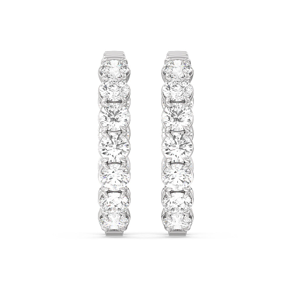 Inside-Out Round Shape Hoop Earrings with 14KT White Gold / Lab / 7 5/8 Cut Diamond in 14KT White Gold / Lab / 7 5/8 view 3
