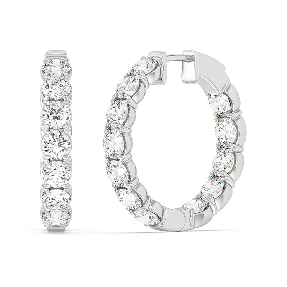 Inside-Out Round Shape Hoop Earrings with 14KT White Gold / Lab / 7 5/8 Cut Diamond in 14KT White Gold / Lab / 7 5/8 view 1
