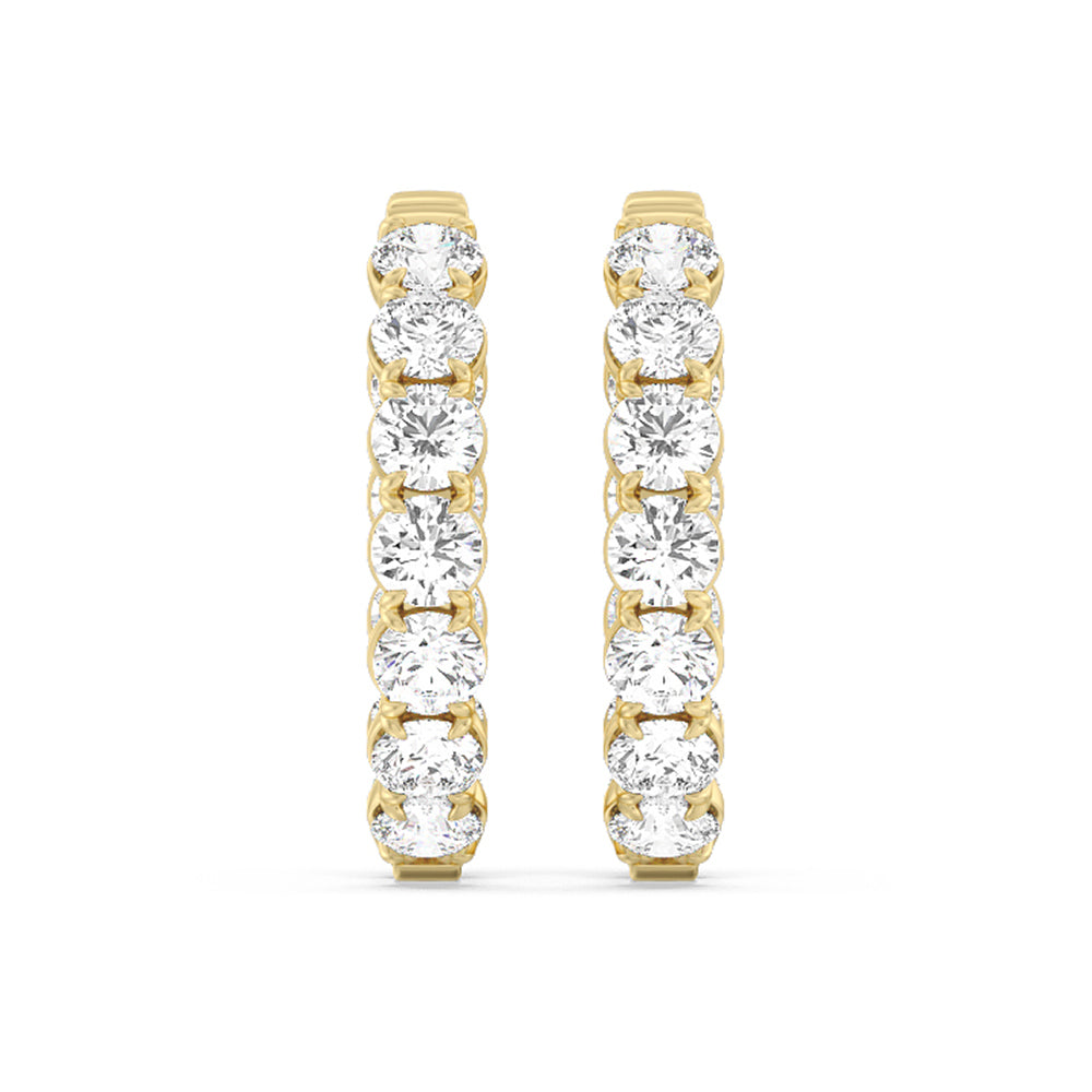 Inside-Out Round Shape Hoop Earrings with 14KT Yellow Gold / Lab / 7 5/8 Cut Diamond in 14KT Yellow Gold / Lab / 7 5/8 view 3
