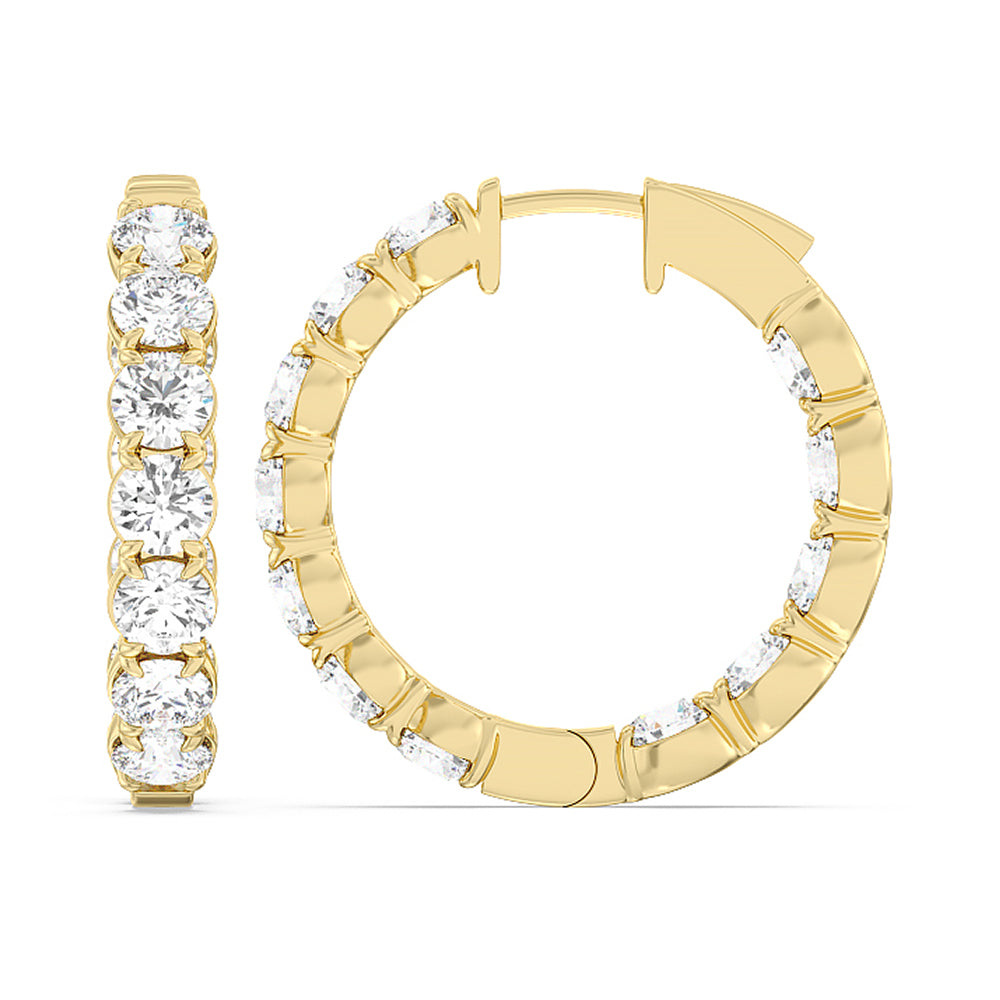 Inside-Out Round Shape Hoop Earrings with 14KT Yellow Gold / Lab / 7 5/8 Cut Diamond in 14KT Yellow Gold / Lab / 7 5/8 view 2
