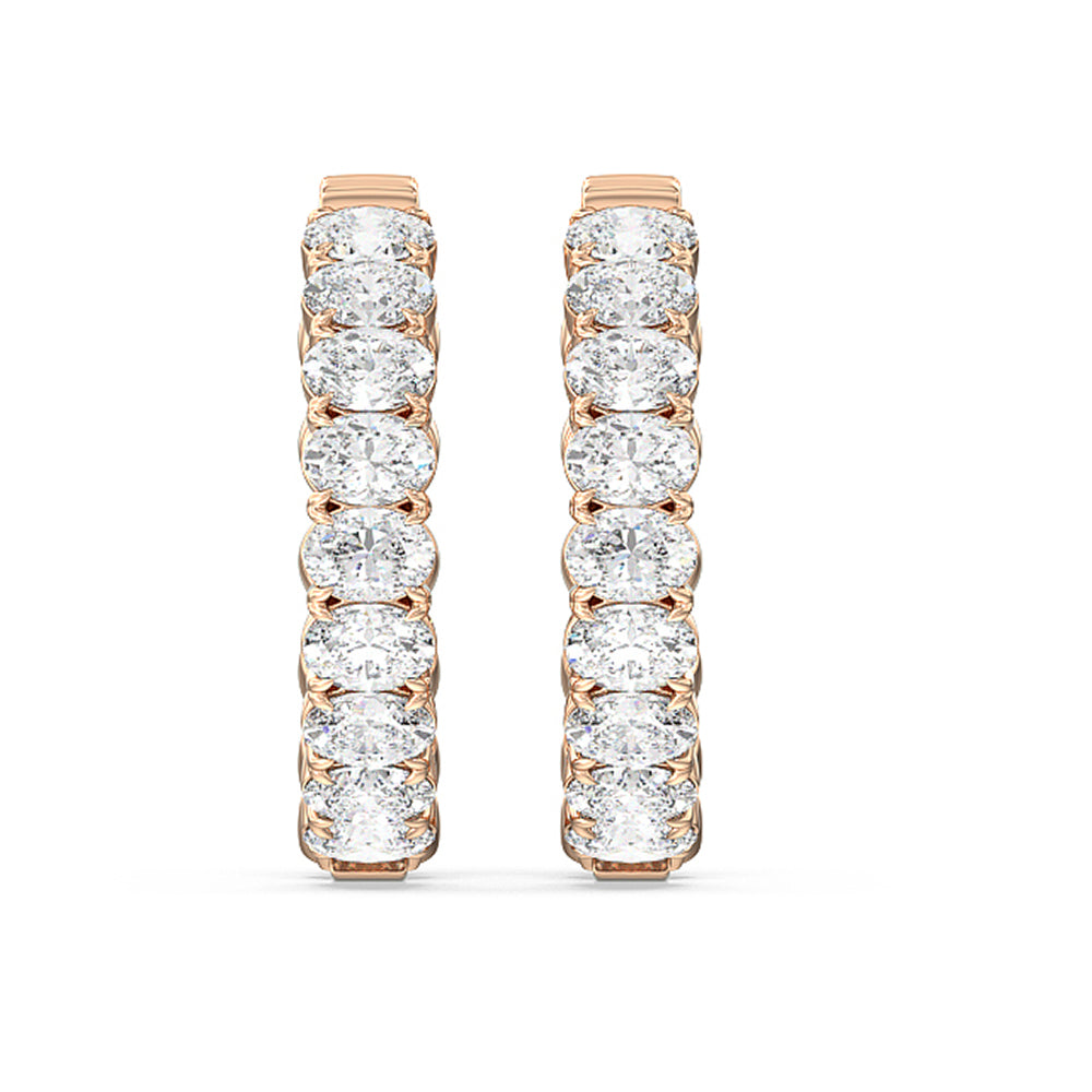 Inside-Out Oval Shape Hoop Earrings with 14KT Rose Gold / Lab / 7 1/2 Cut Diamond in 14KT Rose Gold / Lab / 7 1/2 view 3
