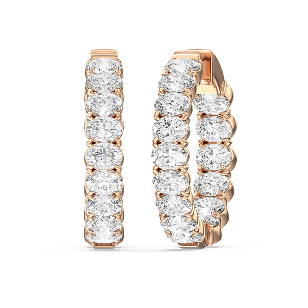 Inside-Out Oval Shape Hoop Earrings with 14KT Rose Gold / Lab / 7 1/2 Cut Diamond in 14KT Rose Gold / Lab / 7 1/2 view 1
