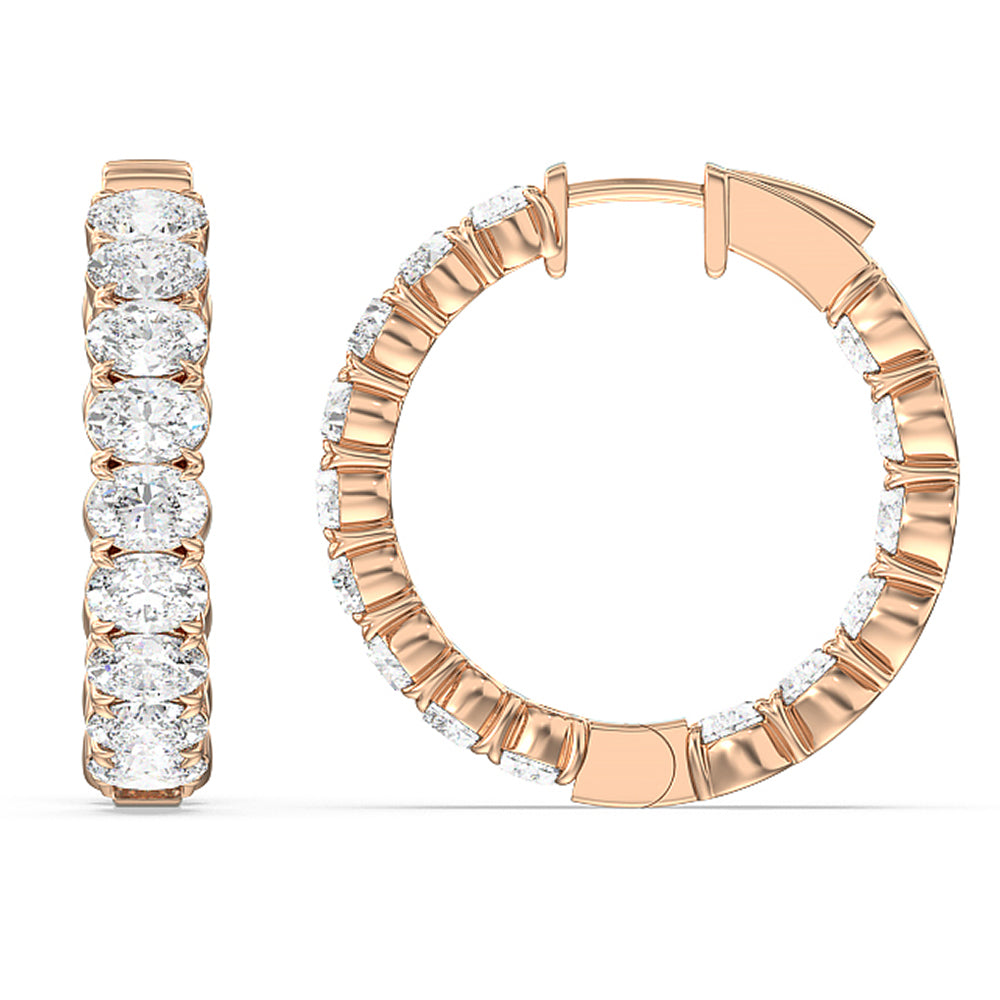 Inside-Out Oval Shape Hoop Earrings with 14KT Rose Gold / Lab / 7 1/2 Cut Diamond in 14KT Rose Gold / Lab / 7 1/2 view 2
