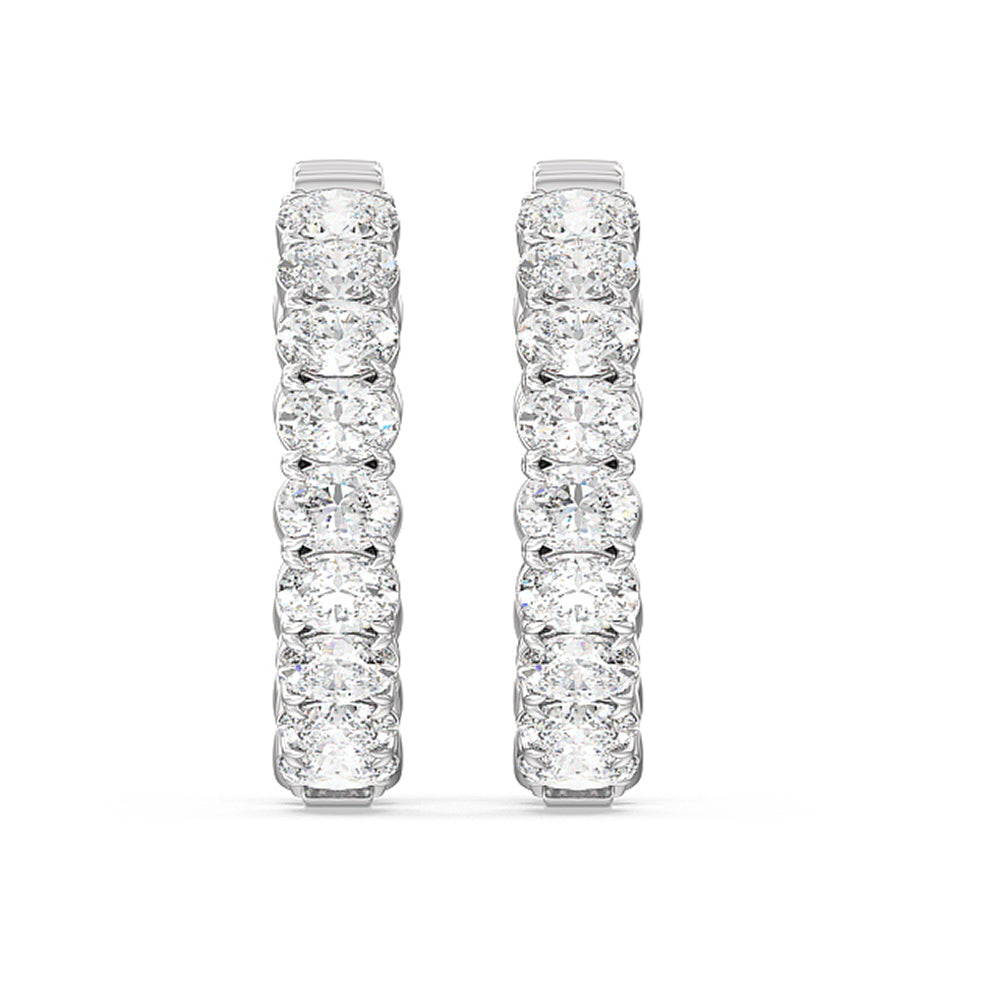 Inside-Out Oval Shape Hoop Earrings with 14KT White Gold / Lab / 7 1/2 Cut Diamond in 14KT White Gold / Lab / 7 1/2 view 2
