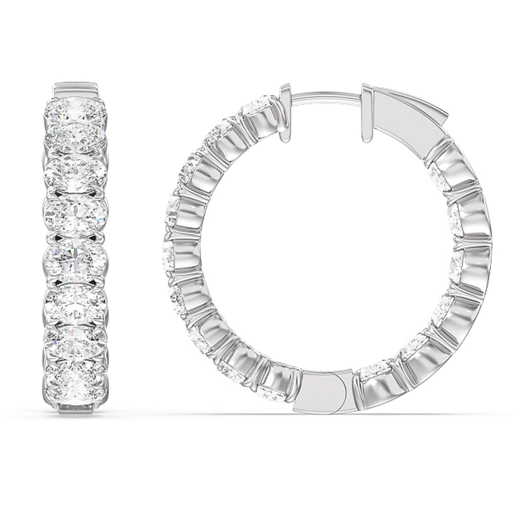 Inside-Out Oval Shape Hoop Earrings with 14KT White Gold / Lab / 7 1/2 Cut Diamond in 14KT White Gold / Lab / 7 1/2 view 3
