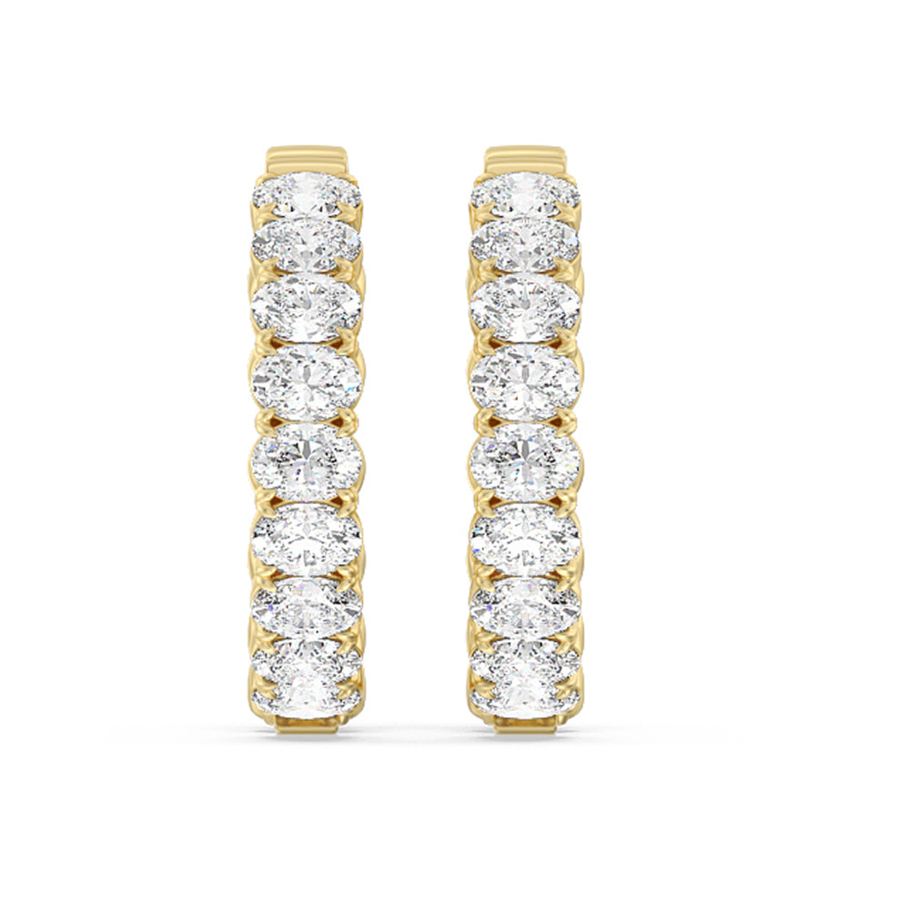 Inside-Out Oval Shape Hoop Earrings with 14KT Yellow Gold / Lab / 7 1/2 Cut Diamond in 14KT Yellow Gold / Lab / 7 1/2 view 3
