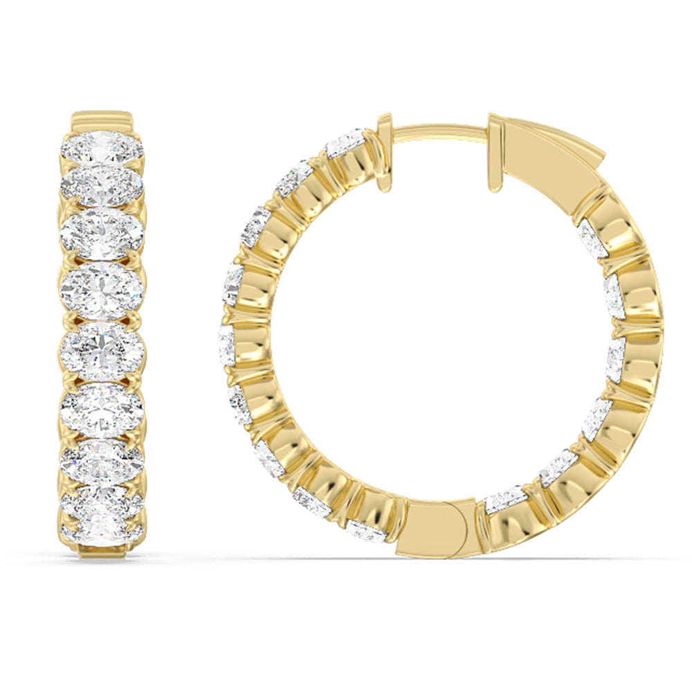 Inside-Out Oval Shape Hoop Earrings with 14KT Yellow Gold / Lab / 7 1/2 Cut Diamond in 14KT Yellow Gold / Lab / 7 1/2 view 2

