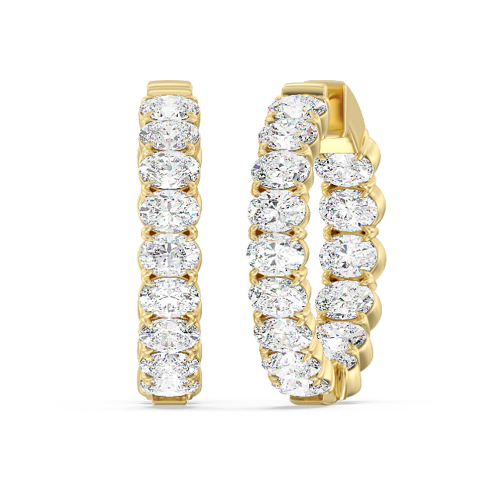 Inside-Out Oval Shape Hoop Earrings with 14KT Yellow Gold / Lab / 7 1/2 Cut Diamond in 14KT Yellow Gold / Lab / 7 1/2 view 1
