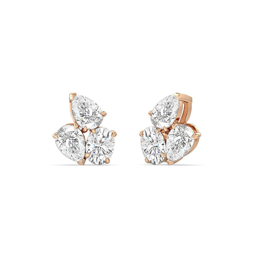 Trilogy Genesis Earrings with 14KT Rose Gold / Lab / 1 1/2 Cut Diamond in 14KT Rose Gold / Lab / 1 1/2 view 1
