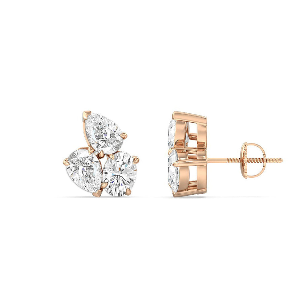 Trilogy Genesis Earrings with 14KT Rose Gold / Lab / 1 1/2 Cut Diamond in 14KT Rose Gold / Lab / 1 1/2 view 4
